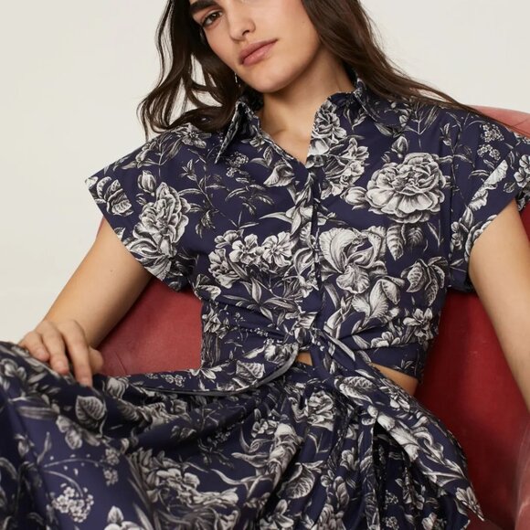 Adam Lippes Cropped Floral Shirt - Picture 4 of 10